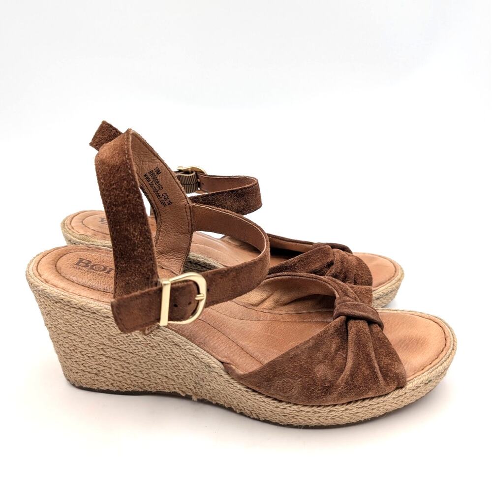Born Monticello Knotted Wedge Sandal Women's Ankle Strap Brown Size US10M EU41 - Picture 3 of 14